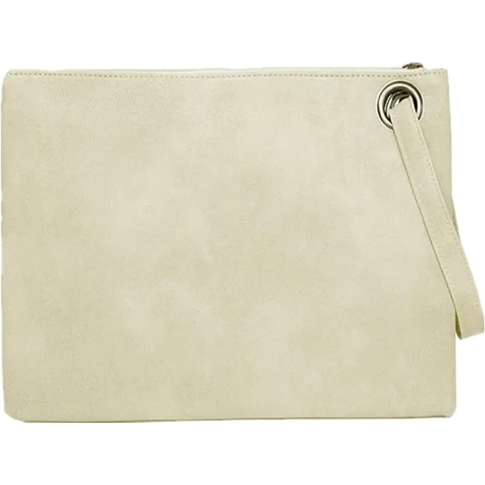 Women's Khaki Pu Leather Zipper Trendy Designer Wristlet Elegant Wedding Clutch